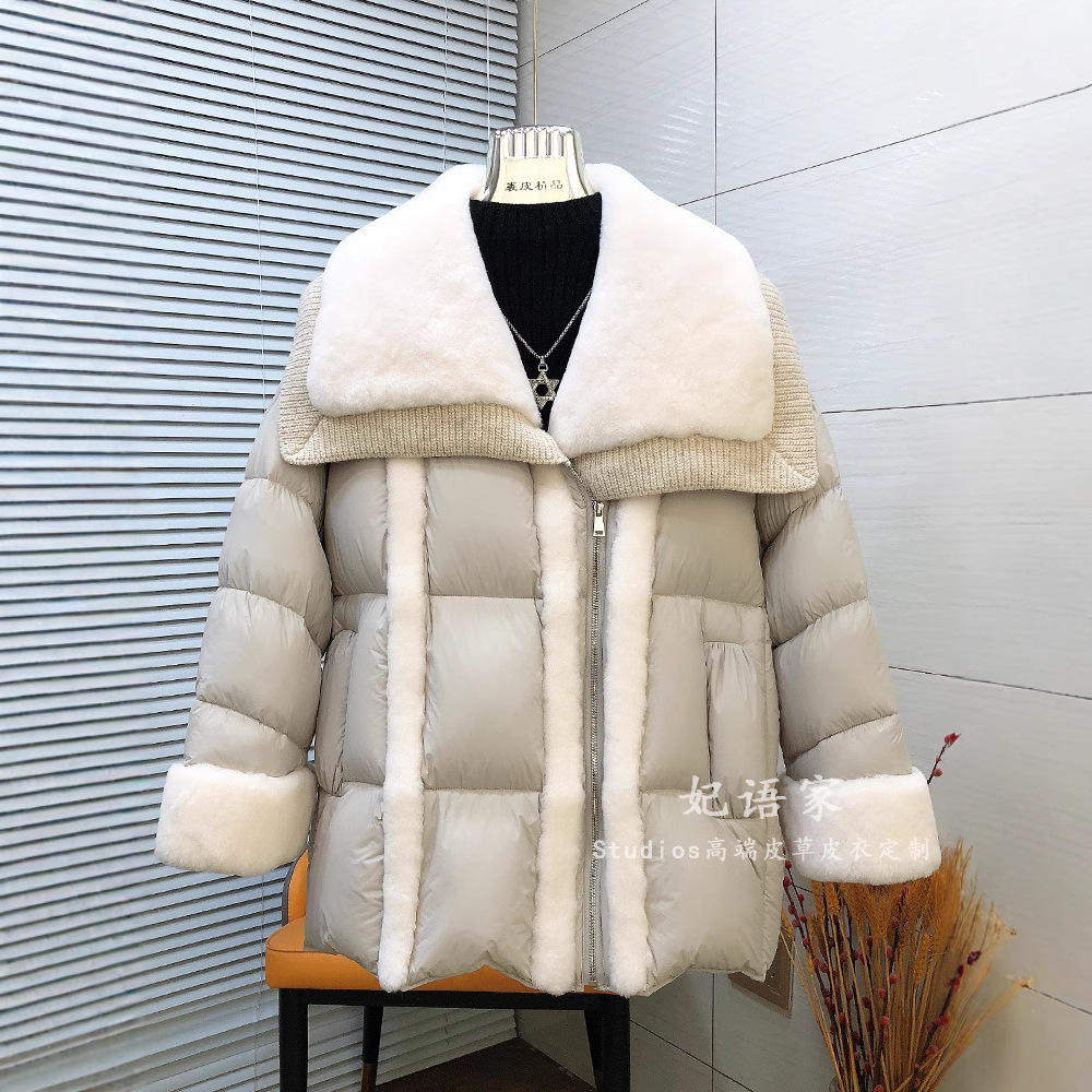 皮草服女新款冬季加厚保暖服外套拼皮毛一体大衣