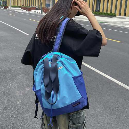 抽绳双肩包男款休闲束口袋轻便运动登山徒步背包女学生书包手提包