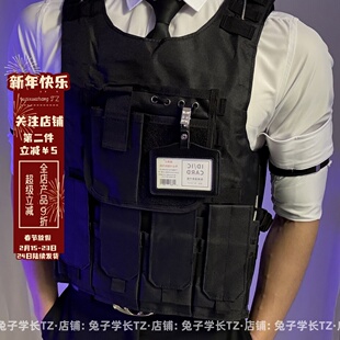 直播男模夜店防弹背心马甲防弹战术美式贴上衣黑色gogo背心衬衫