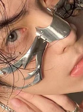 男生机械唇环面饰鼻环耳饰