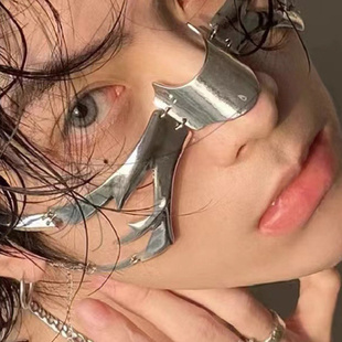 男生机械唇环面饰体育生1S鼻环耳饰肌肉男可调节银色金属朋克面具