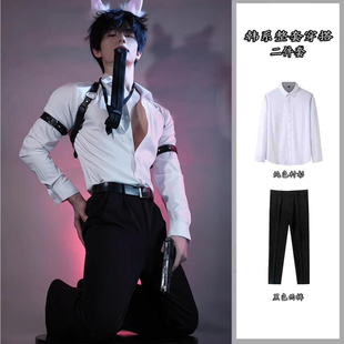 那不勒斯禁欲系衬衫男长袖高级感西装痞帅背带绑带男模特主播穿搭