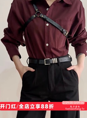 男士修身暗红色衬衫职场风尚新宠男博主主播模特同款正装免烫暗红