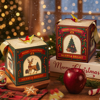 圣诞节礼盒空盒子高级平安夜苹果盒新款圣诞礼品包装盒圣诞礼物盒