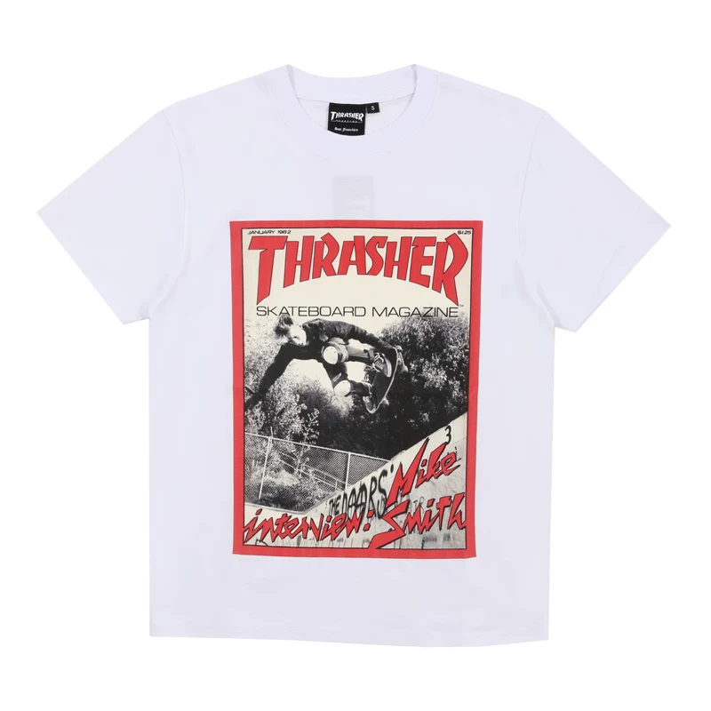 Т-shirts Short -sleeved, футболка с принтом персонажа, японское издание THRASHER, мужская и женская