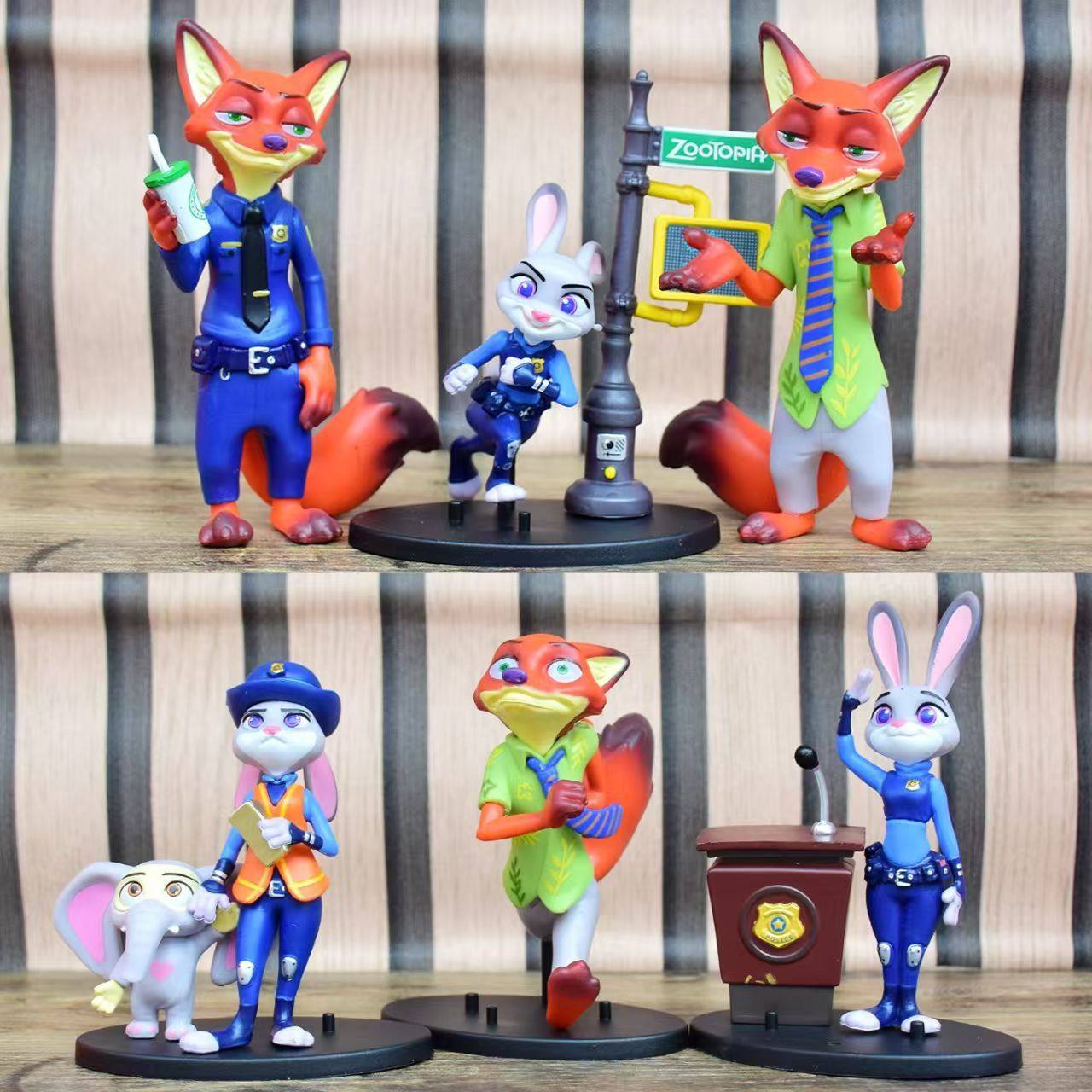 疯狂动物城蛋糕装饰朱迪兔子尼克狐狸闪电牛狮子儿童生日摆件玩具