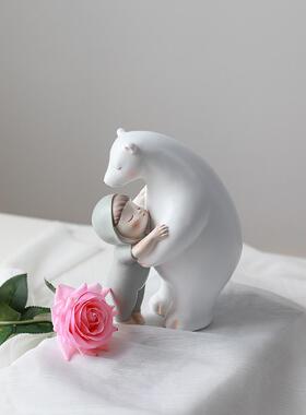 情侣创意家居客厅入口装饰北极熊可爱女婴心节日礼品装饰送礼