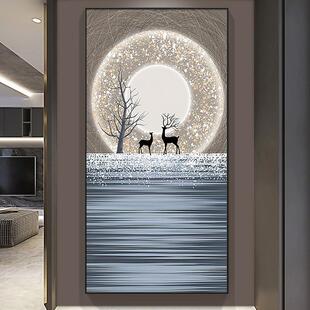 轻奢高档入户玄关装饰画客厅走廊过道尽头墙面画莫兰迪挂画正对门