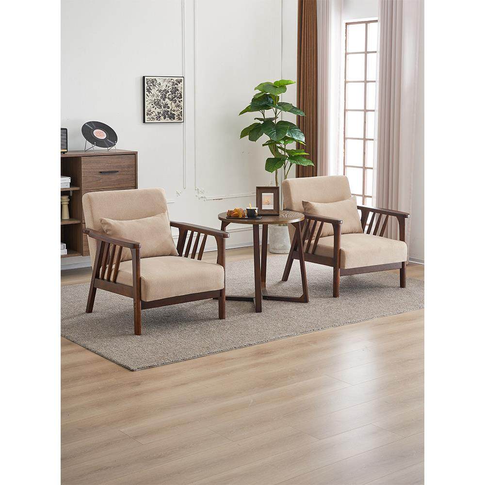 实木单人沙发椅阳台休闲椅高级客厅椅子中式胡桃木办公室单椅组合