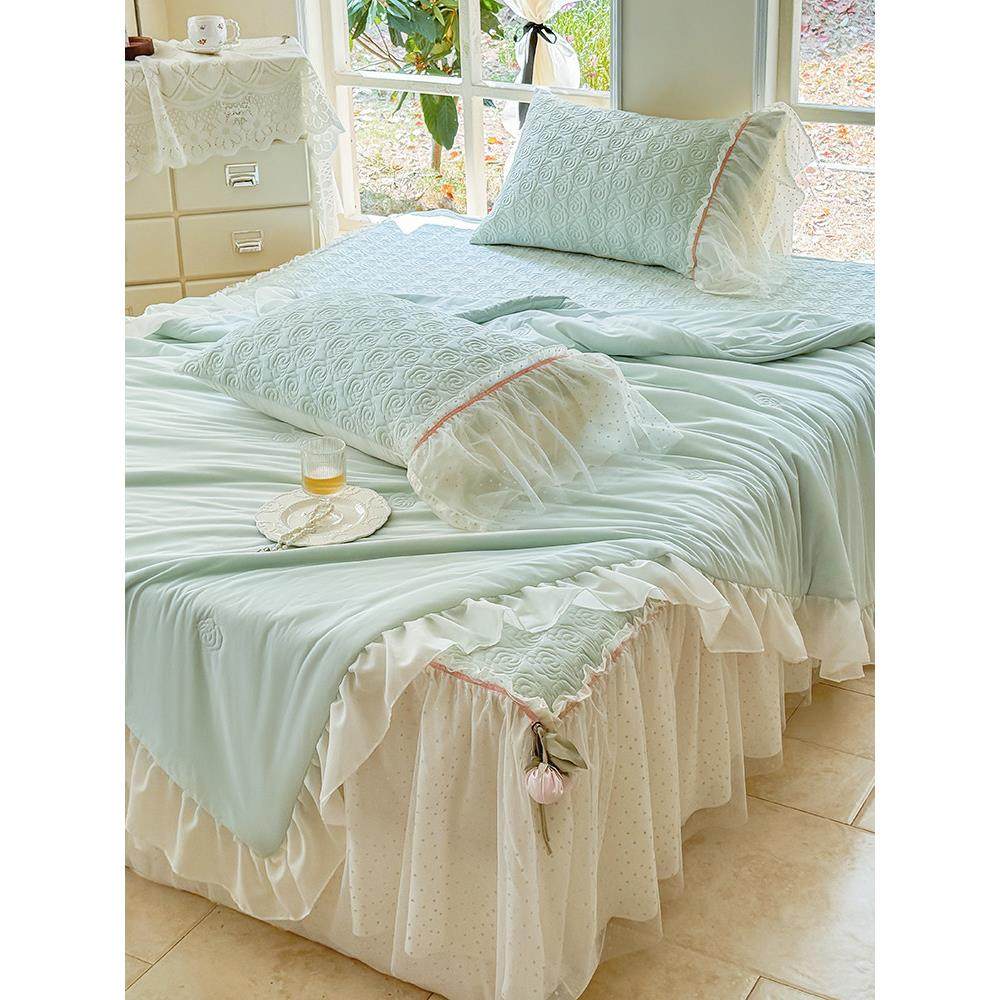 夏季a类母婴级冰丝乳胶凉席三件套夏凉被四件套可机洗空调席床裙,床上用品,乳胶席,淘宝优惠券,粉丝福利购,淘宝优惠卷