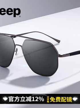 Jeep吉普太阳眼镜男士高清多边形潮流时尚飞行员偏光墨镜A6268