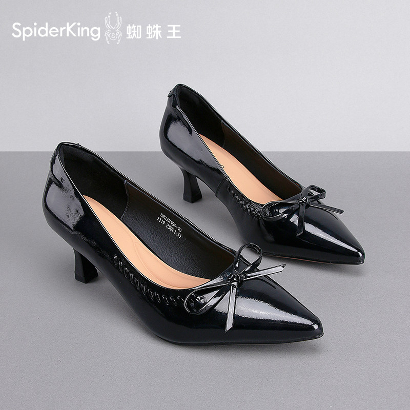 蜘蛛王优雅尖头蝴蝶结高跟鞋