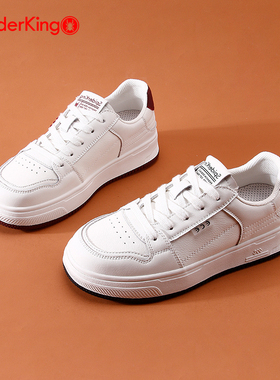 蜘蛛王女鞋2025秋季新款真皮休闲时尚小白鞋女平底舒适软底板鞋女