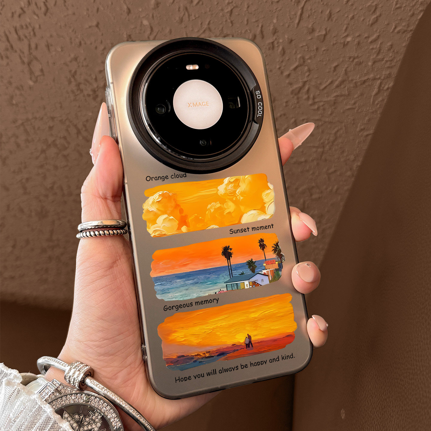 适用华为mate80手机壳新款好看落日橘云mate80proma