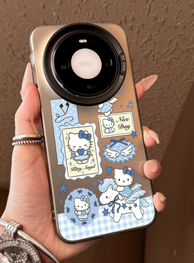 适用于华为mate80手机壳新款mate80promax蓝色格子kt猫mate70全包防摔mate60pro保护套50好看40的女pro高级感