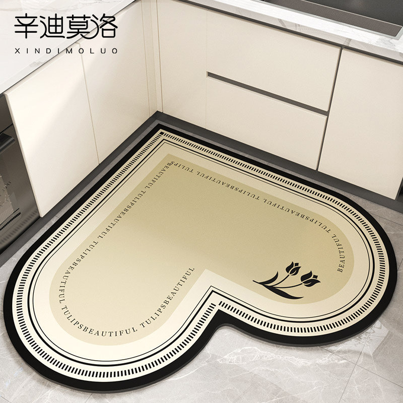厨房地垫2024新款防滑防油地毯可擦免洗l型吸水垫硅藻泥防水脚垫