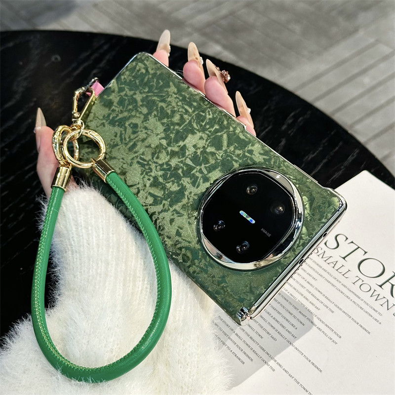 中轴磁吸贝壳皮纹翻盖折叠手机壳