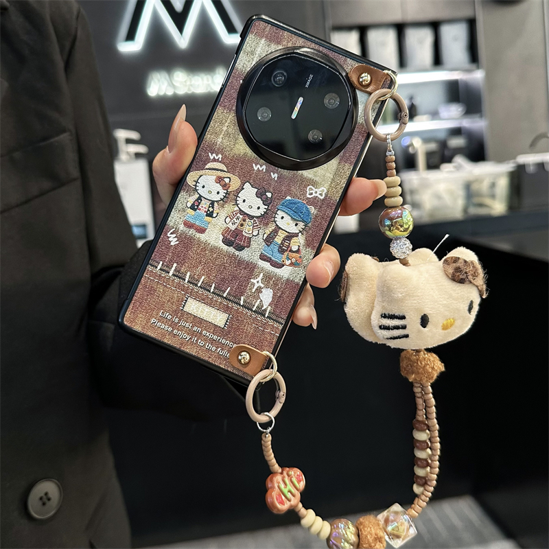 卡通翻盖折叠手机壳斜挎挂绳手提