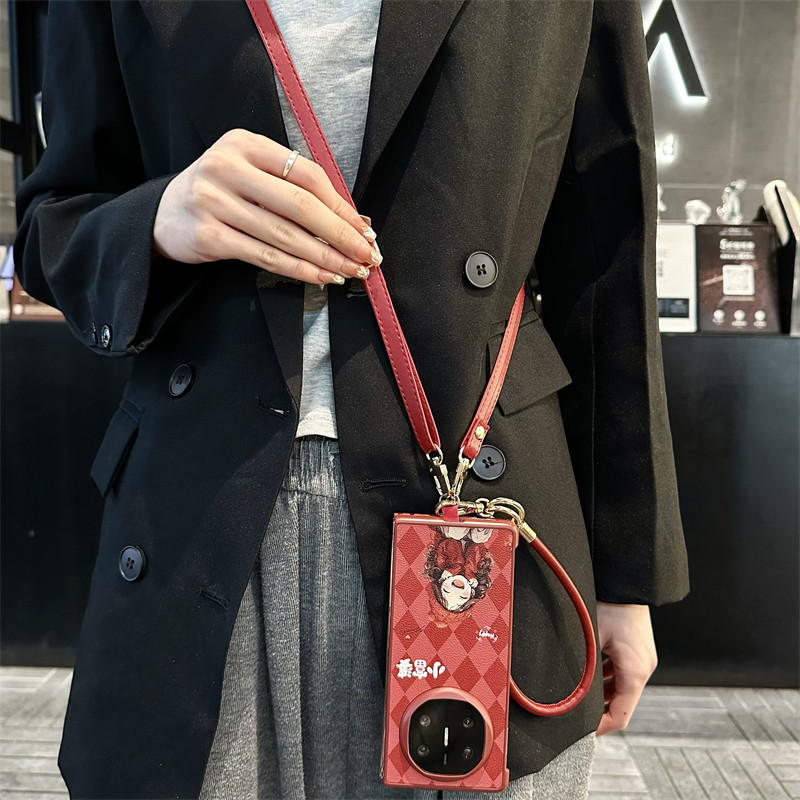 国风文字新年折叠手机壳斜挎挂绳