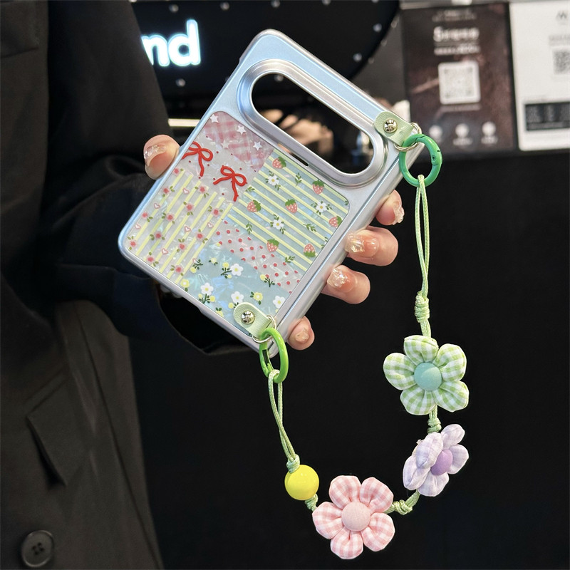 小清新草莓花朵全包中轴手机壳