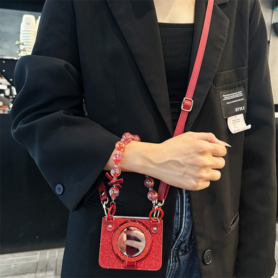 喜庆翻盖折叠保护套斜挎挂绳手提