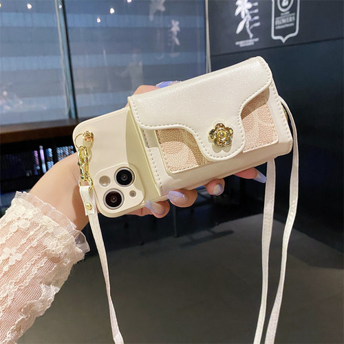 插卡零钱包手机壳斜挎挂绳