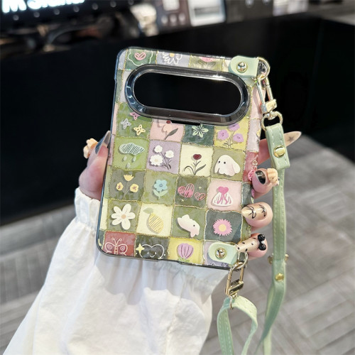 中轴磁吸全包油画折叠手机壳