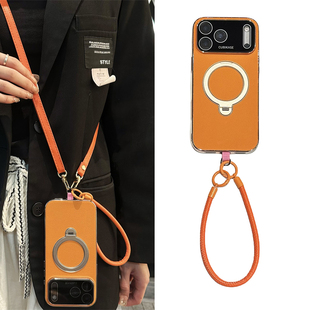 悦皇自带镜头膜适用于苹果17Promax手机壳一体隐形支架iPhone16Promax无线充电磁吸15Pro斜挎挂绳手提14/13壳