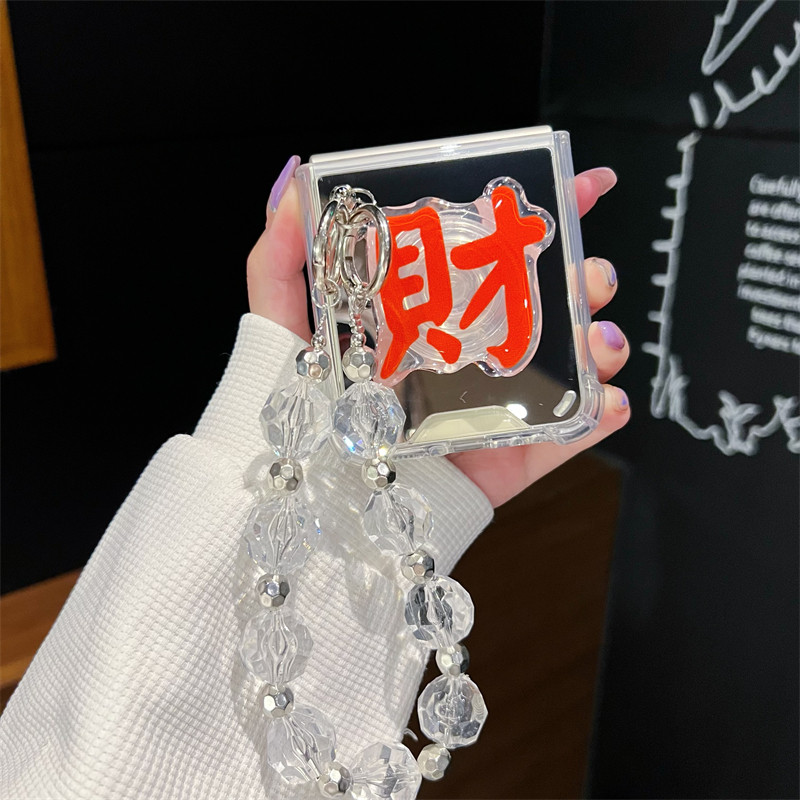 悦皇镜面适用于三星zflip5手机壳w23flip發财支架f7210折叠屏zflip4保护套补妆镜斜挎绳zflip3全包防摔壳手提