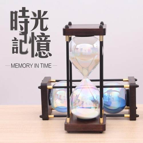 创意彩球复古沙漏计时器 家居客厅高档沙漏饰品摆件 亚马逊