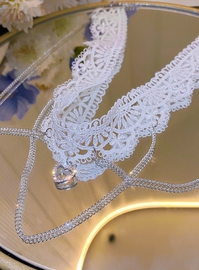 森系法式锁骨链条白色蕾