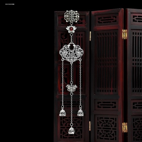 压襟挂件中国风复古平安锁胸针旗袍压襟扣流苏汉服配饰银色银色女