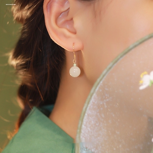 仿和田玉耳钉女绿松石高级感复古轻奢养耳气质红色耳环耳饰