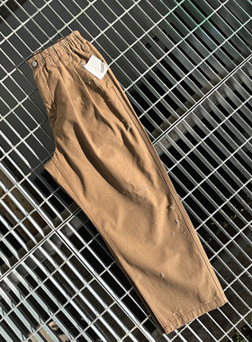 17205 #100「wormhole 2tuck pants」水洗虫洞宽松帆布休闲工装裤