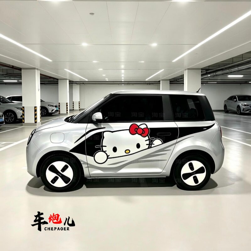 长安糯玉米卡通kitty猫车身贴纸 五菱mini新款凯蒂猫可爱防水贴画