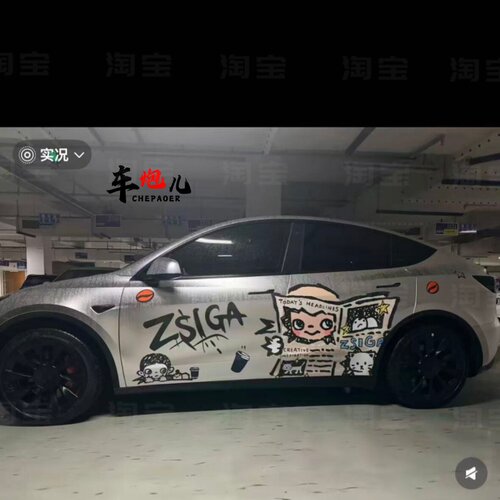 特斯拉小鹏极氪卡通防水车身贴