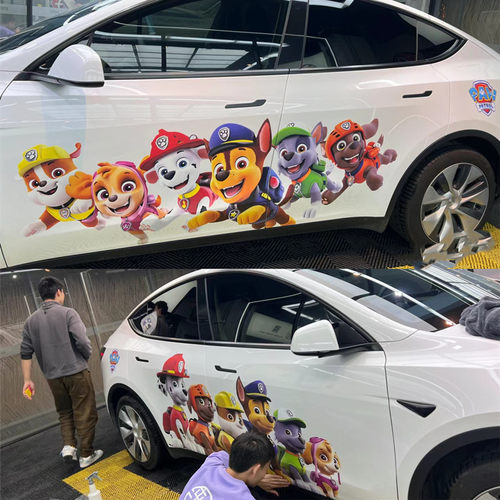 适用特斯拉model Y3汪汪队卡通车贴纸 保时捷蔚来ET8小鹏P7可爱