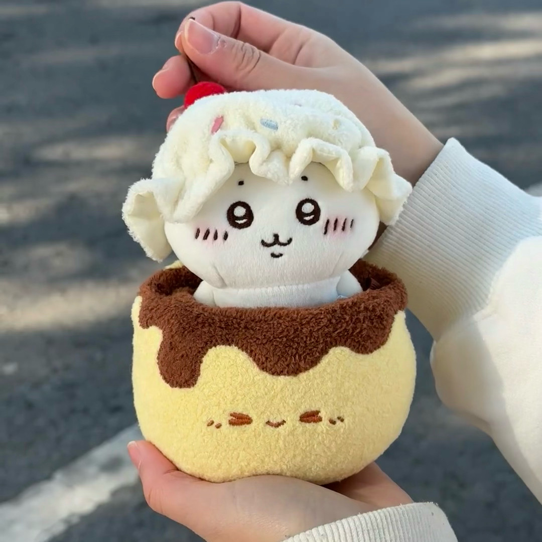 日本正版chiikawa焦糖布丁帽吉伊小八公仔礼物乌萨奇杯子生日蛋糕