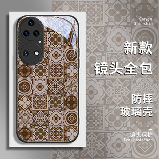 复古图腾花纹手机壳适用荣耀200pro新款 100x50magic6nova12玻璃11华为mate60高级感50复古40pura70p60p50p40