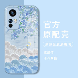 适用华为p60pro手机壳mate40油画50云朵30p50p40p30nova7花朵10复古9新款 8se荣耀80玻璃60magic5高级感4x40