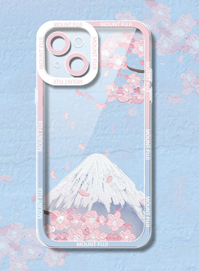 油画风富士山iphone17手机壳16苹果15雪山14ip13promax小众12ins冷淡风复古xr文艺x艺术xs风景plus适用11透明