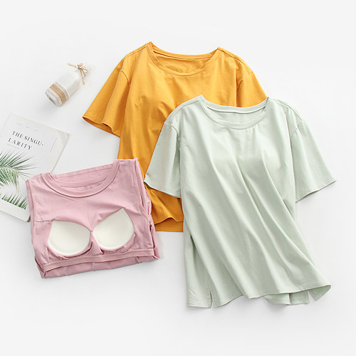 纯棉短袖T恤女夏薄款睡衣