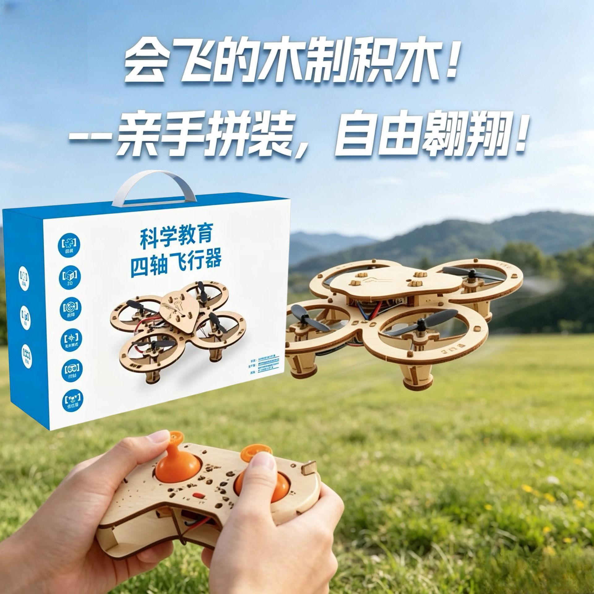 儿童益智DIY拼装科教无人机