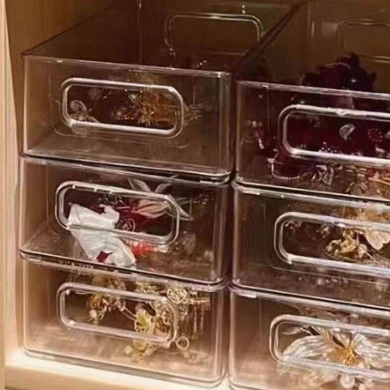 饰品桌面收纳盒亚克力新娘头饰发簪化妆师簪娘透明化妆品整理盒