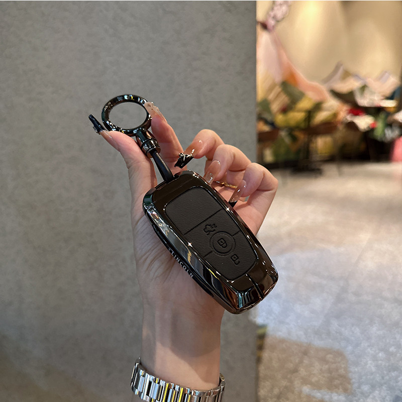 适用于林肯Z金属钥匙套林肯z汽车高档皮革保护套壳扣
