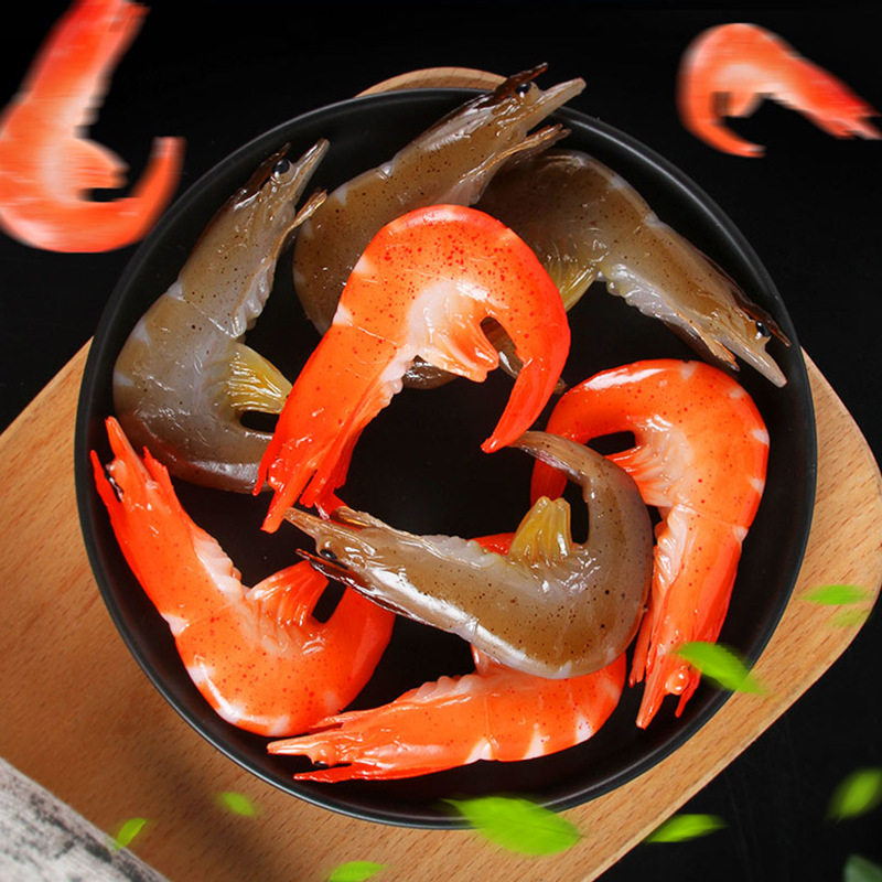 仿真食物基围虾模型摆件假红虾青虾厨房道具海鲜拍照摄影搞怪道具