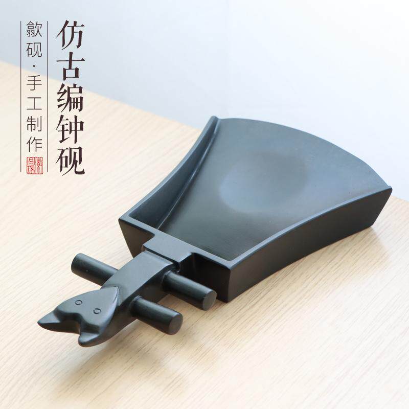 孤品一图一物非遗歙砚原石四大名砚仿古鱼子编钟砚墨池鱼砚歙砚老坑砚台文房四宝书法书画礼品墨台墨池