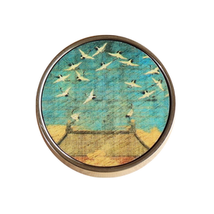 黄铜胡桃木实心镇尺创意毛笔书法小楷瘦金镇纸专用写毛笔字压书压纸千里江山瑞鹤图高档摆件书画文房四宝