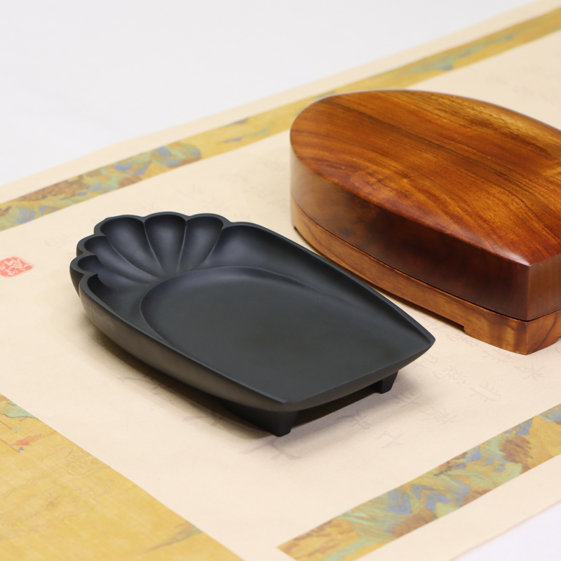 非遗歙砚仿古砚式花池素砚文房四宝专业书画家用砚匠心手工雕刻礼品收藏发墨如油