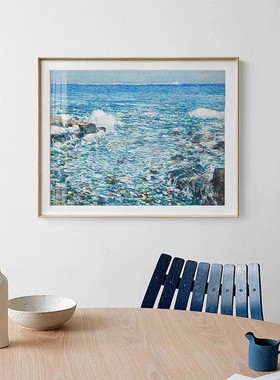 蓝色大海风景装饰画文艺餐饭厅挂画简约loft北欧极简客厅玄关壁画